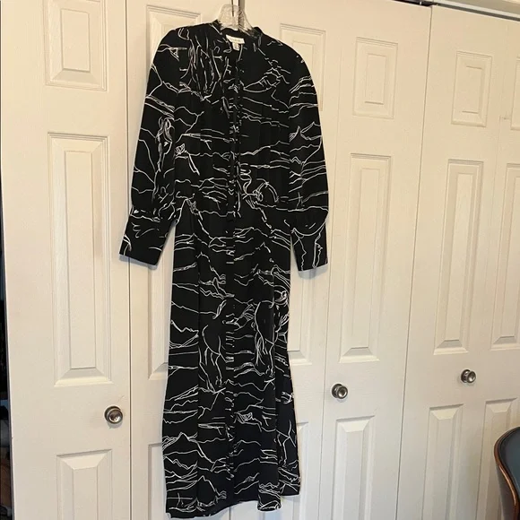 Topshop Black Maxi Dress with White Horse Print - Picture 3 of 6